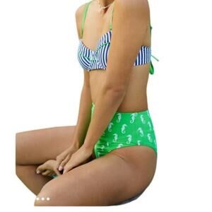 Anthropologie Maeve Seahorse Swim Bottom Green Small